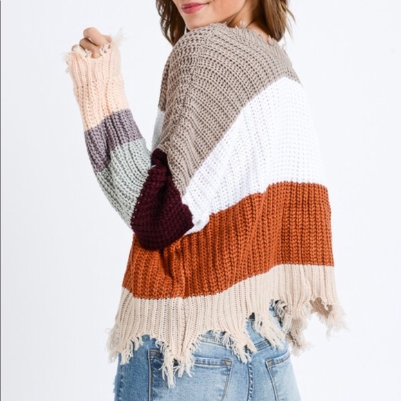 New Mocha Distressed Crop Sweater m/l - Picture 5 of 5